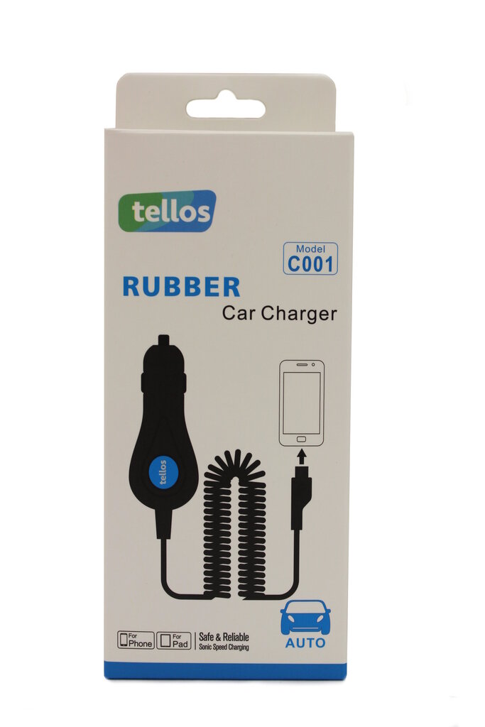 Car charger Tellos Rubber C001 with microUSB connector (1A) black hinta ja tiedot | Puhelimen laturit | hobbyhall.fi
