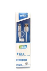 Kaapeli USB Tellos TPE 2in1 microUSB-Lightning hopea, 1.2 m hinta ja tiedot | Puhelinkaapelit | hobbyhall.fi