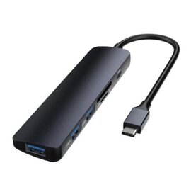 Adapteri Devia Leopard Type-C kiinni USB3.0*3+PD+Cardreader 5 In 1 HUB harmaa hinta ja tiedot | Adapterit | hobbyhall.fi
