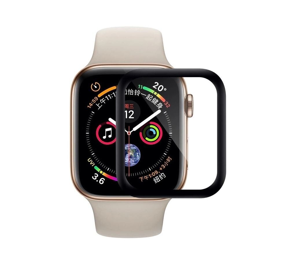 Suojalasi 3D Full Glue Apple Watch 44mm musta hinta ja tiedot | Älykellojen ja aktiivisuusrannekkeiden lisätarvikkeet | hobbyhall.fi