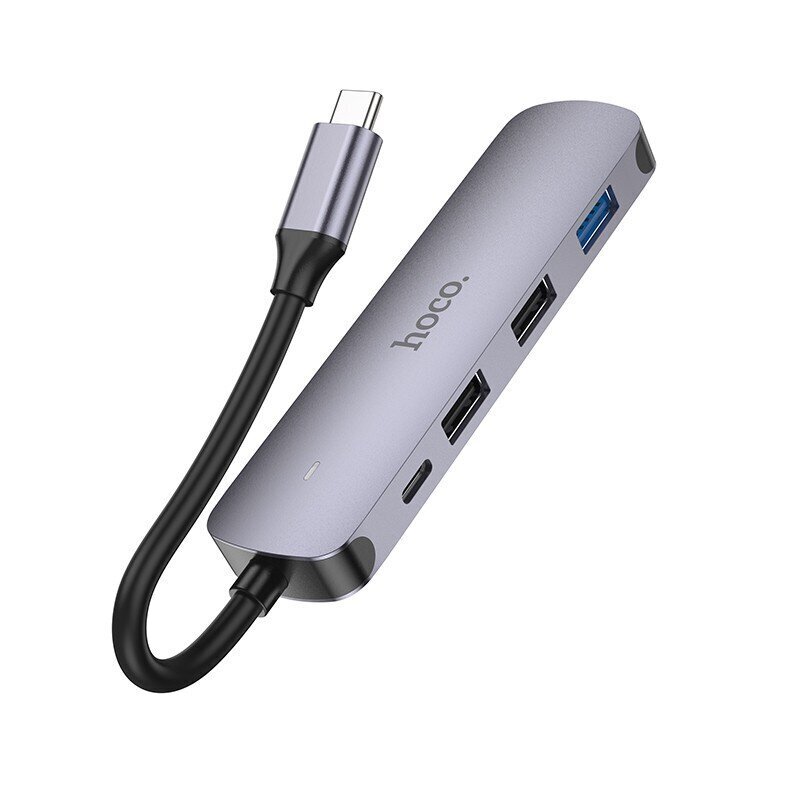 Adapteri Hoco HB27 Type-C Multi-Function Converter HDMI+USB3.0+USB2.0*2+PD harmaa hinta ja tiedot | Adapterit | hobbyhall.fi