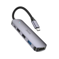 Adapteri Hoco HB27 Type-C Multi-Function Converter HDMI+USB3.0+USB2.0*2+PD harmaa hinta ja tiedot | Adapterit | hobbyhall.fi
