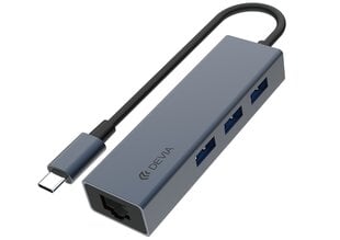 USB-keskitin Devia Leopard Type-C kiinni USB 3.1 + USB3.0*4 harmaa hinta ja tiedot | Adapterit | hobbyhall.fi