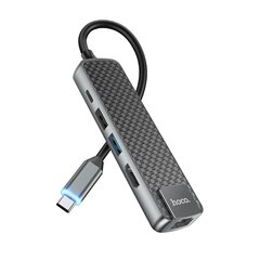 Adapteri Hoco HB23 Easy View Type-C kiinni HDMI+USB3.0+USB2.0+RJ45+PD harmaa hinta ja tiedot | Adapterit | hobbyhall.fi