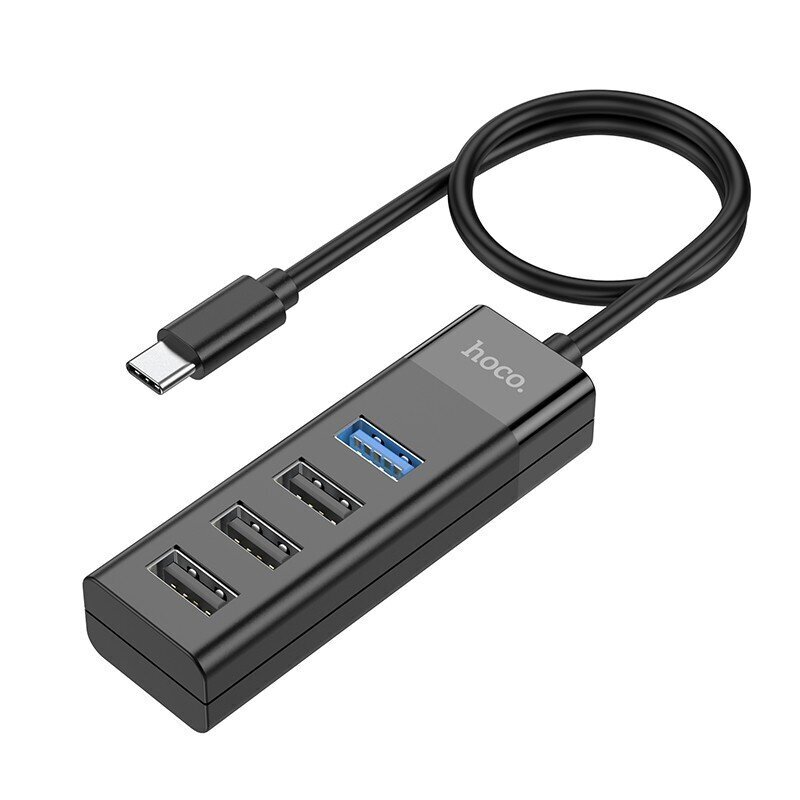 USB-keskitin Hoco HB25 Easy mix 4-in-1 converter Type-C kiinni 1xUSB3.0+3xUSB2.0 musta hinta ja tiedot | Adapterit | hobbyhall.fi