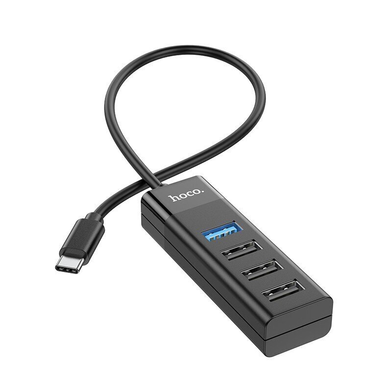 USB-keskitin Hoco HB25 Easy mix 4-in-1 converter Type-C kiinni 1xUSB3.0+3xUSB2.0 musta hinta ja tiedot | Adapterit | hobbyhall.fi