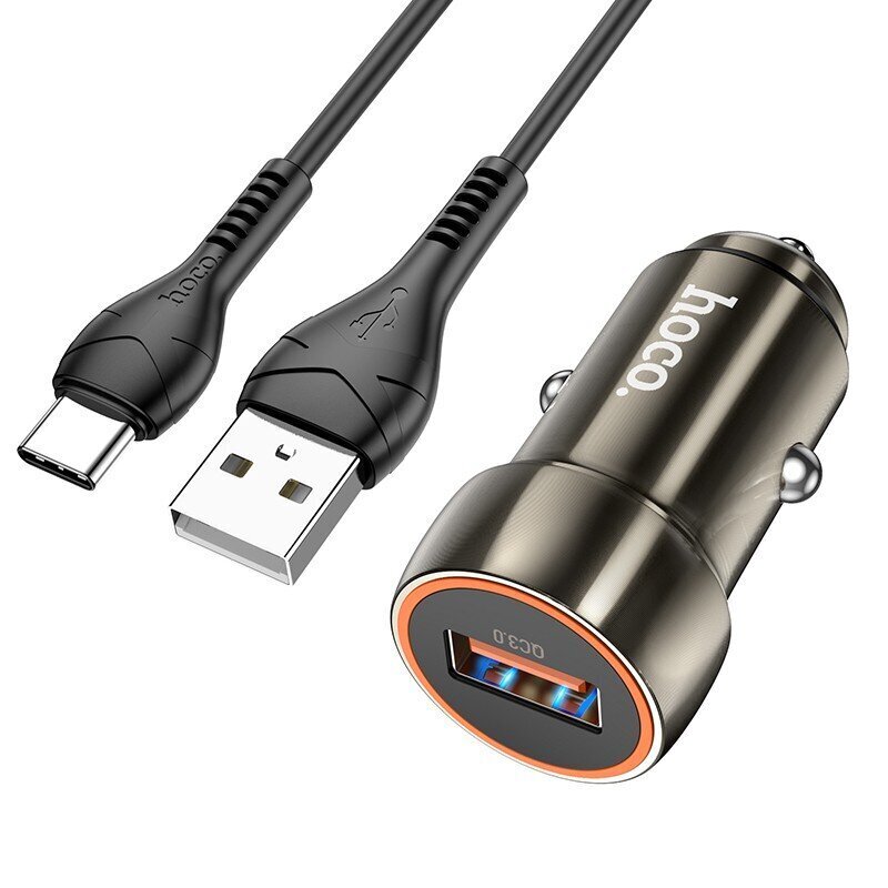 Auton laturi Hoco Z46 USB-A 18W QC3.0 + Type-C harmaa hinta ja tiedot | Puhelimen laturit | hobbyhall.fi