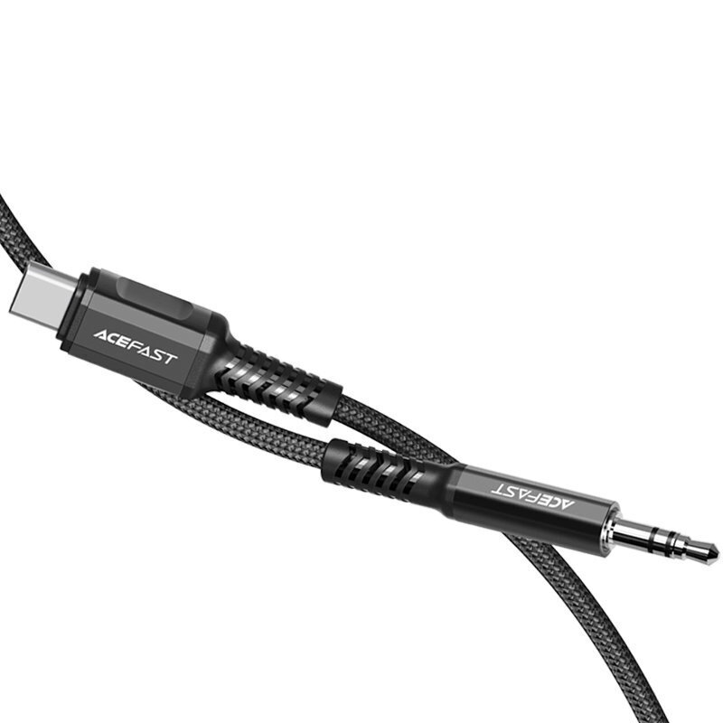 Audio Adapteri Acefast C1-08 USB-C kiinni 3.5 mm (M) 1.2 m musta hinta ja tiedot | Puhelinkaapelit | hobbyhall.fi