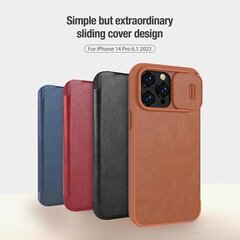 Kotelo Nillkin Qin Pro Leather Apple iPhone 14 Pro punainen hinta ja tiedot | Puhelimen kuoret ja kotelot | hobbyhall.fi