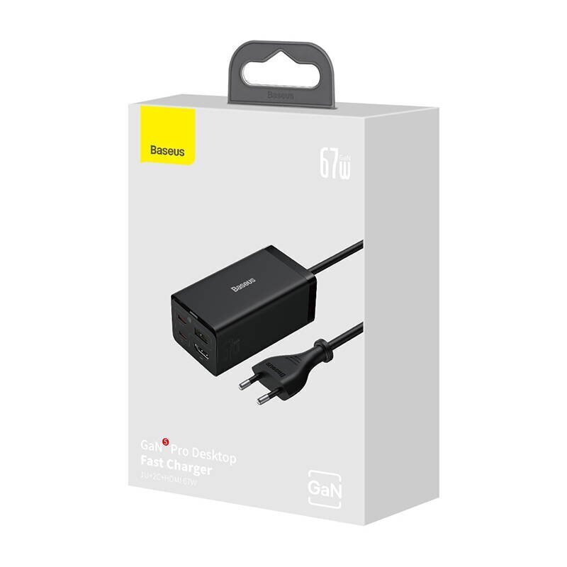 Laturi Baseus GaN5 Pro 2xType-C/USB/HDMI 67W musta CCGP110201 hinta ja tiedot | Adapterit | hobbyhall.fi