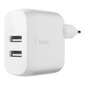 Belkin Boost Lataa Dual USB-A Wall Laturi 24W + Lightning to USB-A Kaapeli valkoinen hinta ja tiedot | Puhelimen laturit | hobbyhall.fi