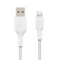 Kaapeli USB Belkin Boost Charge Braided USB-A to Lightning 1.0 m valkoinen hinta ja tiedot | Puhelinkaapelit | hobbyhall.fi