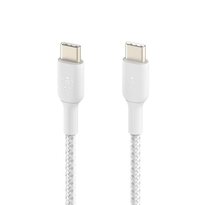 Kaapeli USB Belkin Boost Charge Braided USB-C to USB-C 1.0 m valkoinen hinta ja tiedot | Puhelinkaapelit | hobbyhall.fi