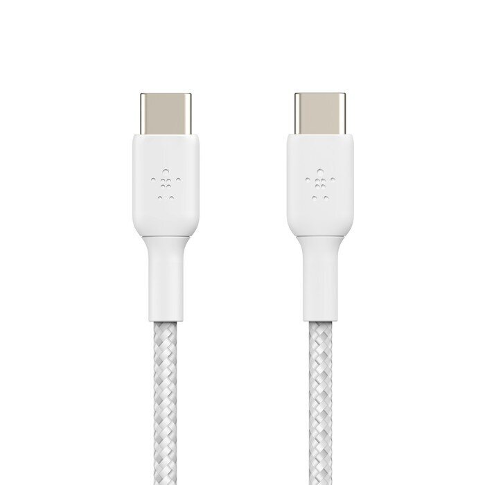 Kaapeli USB Belkin Boost Charge Braided USB-C to USB-C 1.0 m valkoinen hinta ja tiedot | Puhelinkaapelit | hobbyhall.fi