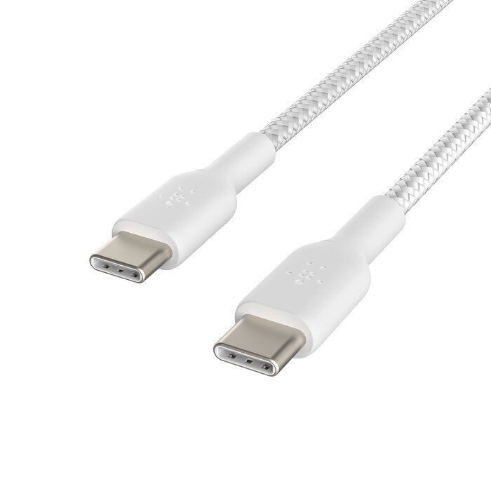 Kaapeli USB Belkin Boost Charge Braided USB-C to USB-C 1.0 m valkoinen hinta ja tiedot | Puhelinkaapelit | hobbyhall.fi