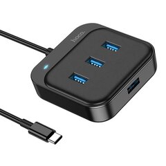 USB-keskitin Hoco HB31 Easy 4-in-1 converter Type-C kiinni 4xUSB3.0 0.2 m musta hinta ja tiedot | Hoco Tietokoneiden lisävarusteet | hobbyhall.fi