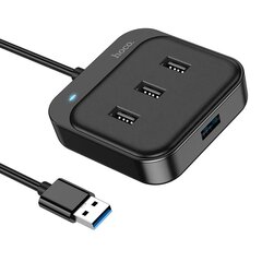 USB-keskitin Hoco HB31 Easy 4-in-1 converter USB kiinni USB3.0 + 3xUSB2.0 0.2 m musta hinta ja tiedot | Hoco Tietokoneiden lisävarusteet | hobbyhall.fi