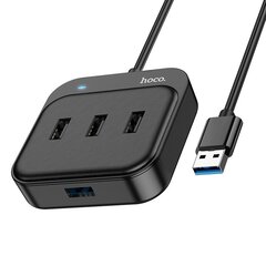 USB-keskitin Hoco HB31 Easy 4-in-1 converter USB kiinni USB3.0 + 3xUSB2.0 0.2 m musta hinta ja tiedot | Hoco Tietokoneiden lisävarusteet | hobbyhall.fi