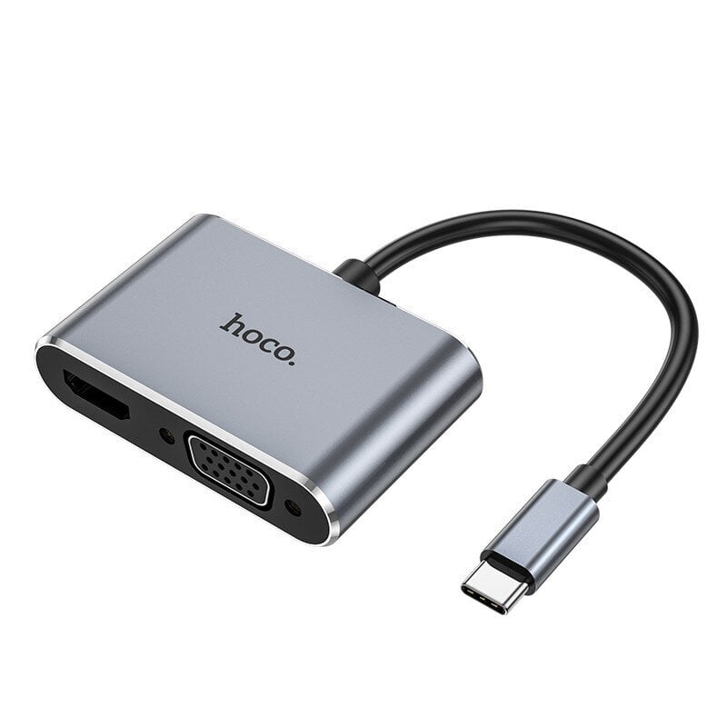 Adapteri Hoco HB30 Type-C kiinni HDMI+VGA+USB-A3.0+Type-C harmaa hinta ja tiedot | Adapterit | hobbyhall.fi