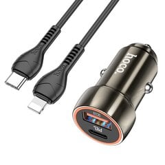 Auton laturi Hoco Z46A USB-A/Type-C PD20W+QC3.0 + Lightning harmaa hinta ja tiedot | Puhelimen laturit | hobbyhall.fi