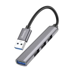 USB-keskitin Hoco HB26 4-in-1 Adapteri USB-A kiinni 1xUSB3.0 + 3xUSB2.0 harmaa hinta ja tiedot | Hoco Tietokoneiden lisävarusteet | hobbyhall.fi