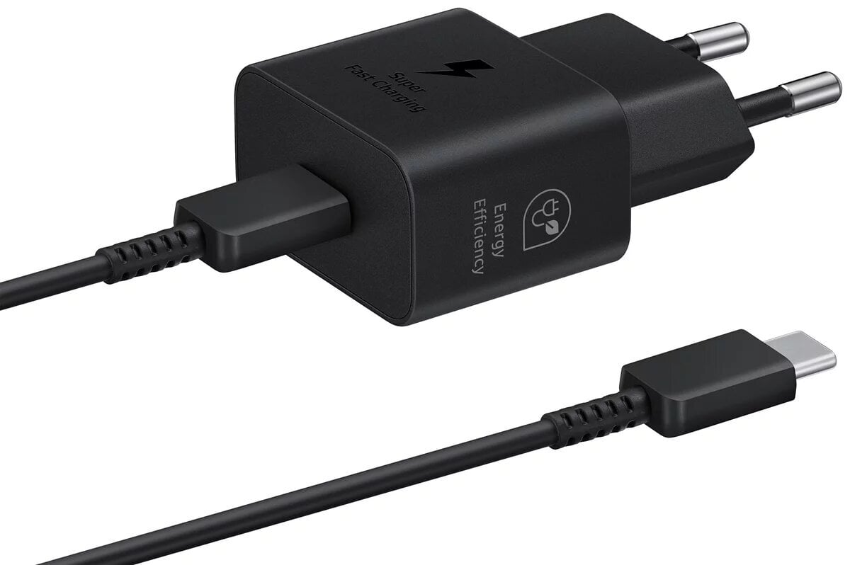 Laturi Alkuperäinen Samsung EP-T2510XBEGEU 25W + USB-C Kaapeli paketin kanssa musta hinta ja tiedot | Puhelimen laturit | hobbyhall.fi