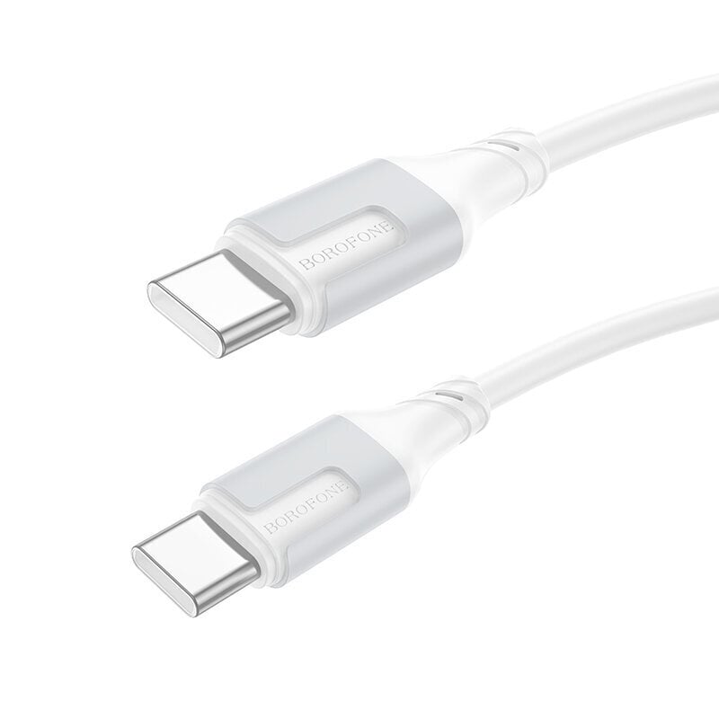 Kaapeli USB Borofone BX101 60W USB-C to USB-C 1.0 m valkoinen hinta ja tiedot | Puhelinkaapelit | hobbyhall.fi