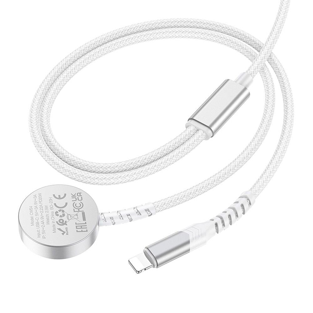 Kaapeli USB Hoco CW54 2in1 USB-C to Lightning/Apple Watch 1.2 m valkoinen hinta ja tiedot | Puhelinkaapelit | hobbyhall.fi