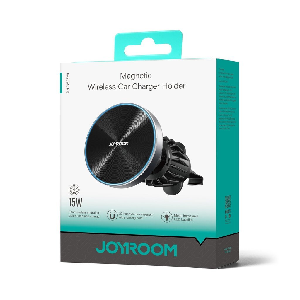 Auton puhelinpidike ja laturi magneettinen Joyroom JR-ZS240 Pro MagSafe 15W musta hinta ja tiedot | Puhelintelineet | hobbyhall.fi