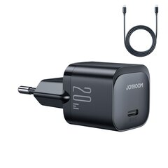 Charger Joyroom JR-TCF02 USB-C PD20W + USB-C 1.0m cable black hinta ja tiedot | Puhelimen laturit | hobbyhall.fi