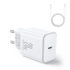 Charger Joyroom JR-TCF06 USB-C PD20W + USB-C to USB-C 1.0m cable white hinta ja tiedot | Puhelimen laturit | hobbyhall.fi