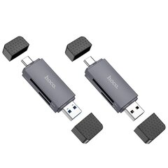 Memory card reader Hoco HB45 USB-C/USB-A 2-in-1 USB2.0 grey hinta ja tiedot | Adapterit | hobbyhall.fi