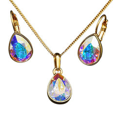 Naisten korusetti Diamond Sky Crystal Drop, Aurora Borealis Swarovski kristalleilla hinta ja tiedot | Korusetit | hobbyhall.fi