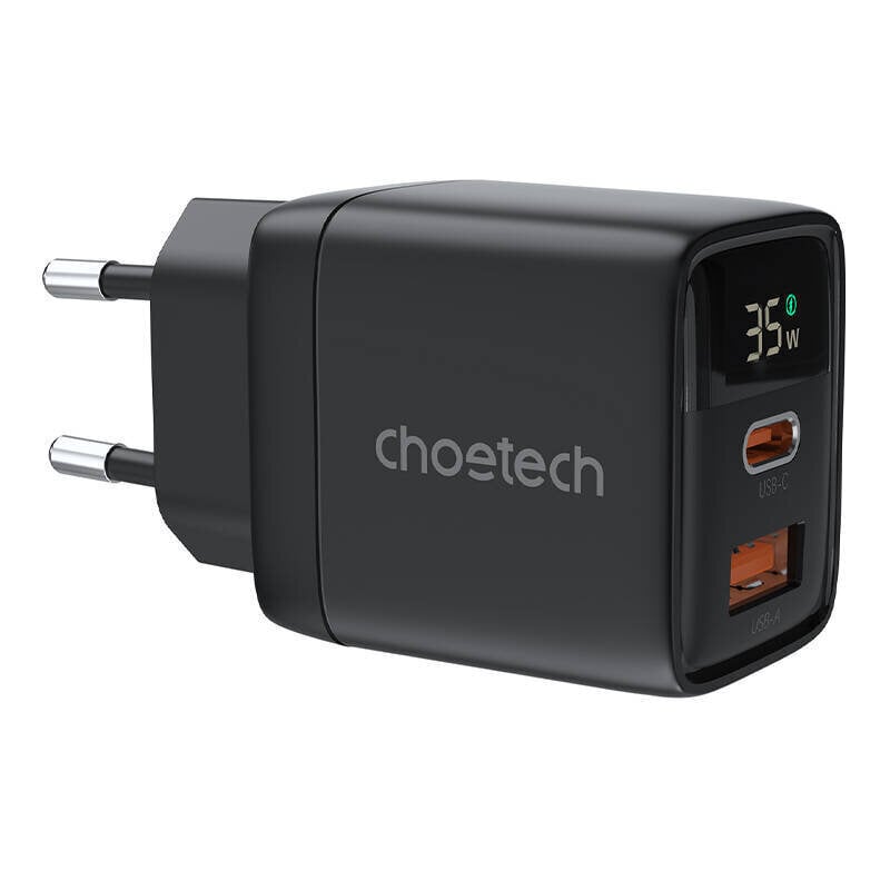 Laturi Choetech PD6052 USB-C/USB-A PD35W GaN musta hinta ja tiedot | Puhelimen laturit | hobbyhall.fi