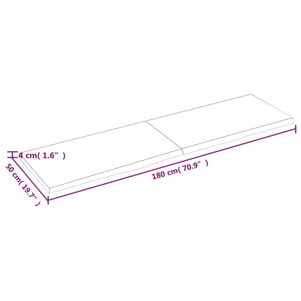 vidaXL Seinähylly vaaleanruskea 180x50x(2-4) cm käsitelty täystammi hinta ja tiedot | Hyllyt | hobbyhall.fi