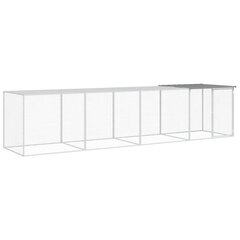 vidaXL Kanahäkki katolla vaaleanharmaa 403x98x90 cm galvanoitu teräs hinta ja tiedot | Lintulaudat ja lintuhäkit | hobbyhall.fi