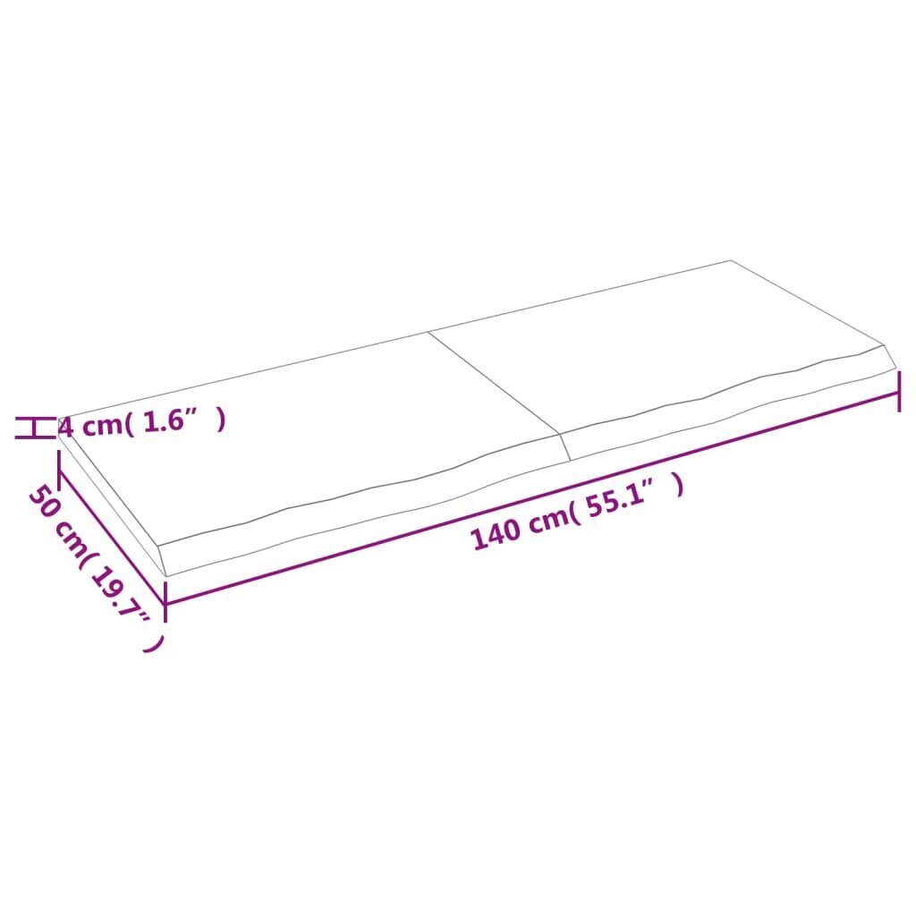 vidaXL Seinähylly tummanruskea 140x50x(2-4) cm käsitelty täystammi hinta ja tiedot | Hyllyt | hobbyhall.fi