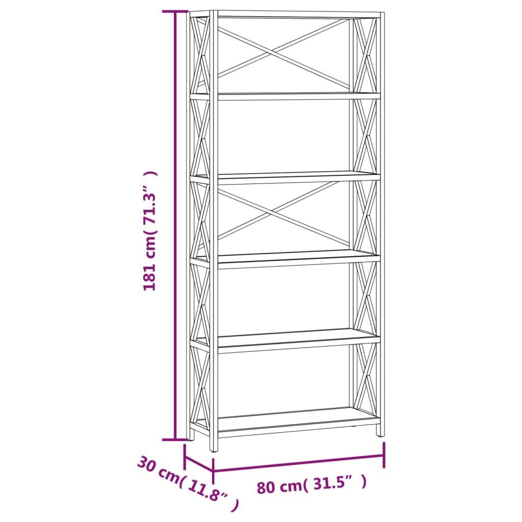 vidaXL Hylly 6 kerrosta 80x30x181 cm täystammi hinta ja tiedot | Hyllyt | hobbyhall.fi