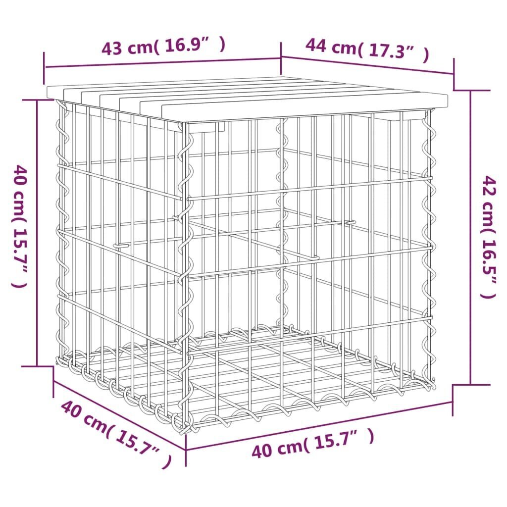 vidaXL Puutarhapenkki kivikori tyyli 43x44x42 cm kyllästetty mänty hinta ja tiedot | Puutarhapenkit | hobbyhall.fi