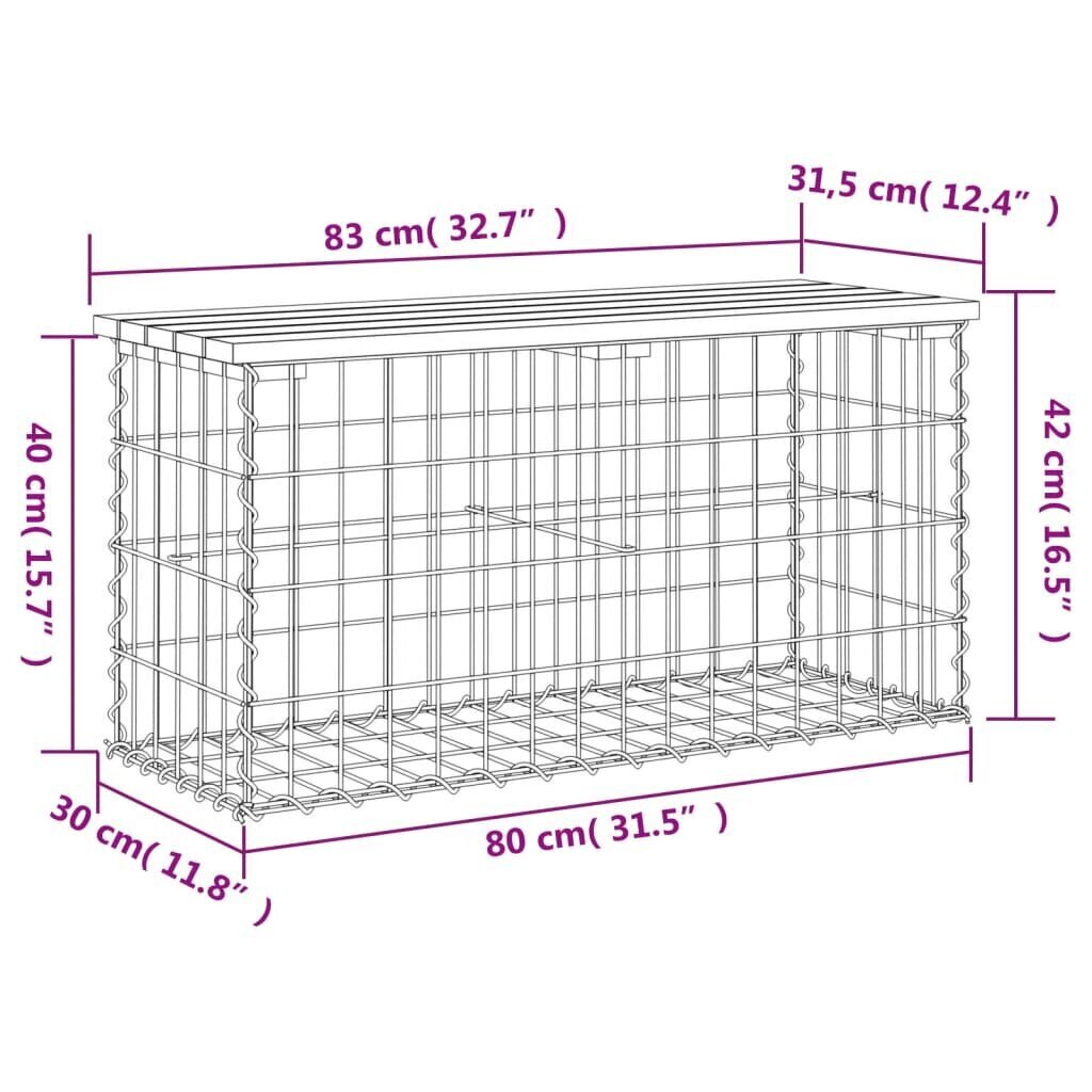 vidaXL Puutarhapenkki kivikori tyyli 83x31,5x42 cm kyllästetty mänty hinta ja tiedot | Puutarhapenkit | hobbyhall.fi