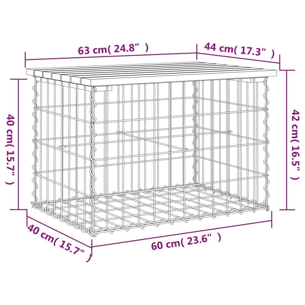 vidaXL Puutarhapenkki kivikori tyyli 63x44x42 cm täysi douglaskuusi hinta ja tiedot | Puutarhapenkit | hobbyhall.fi