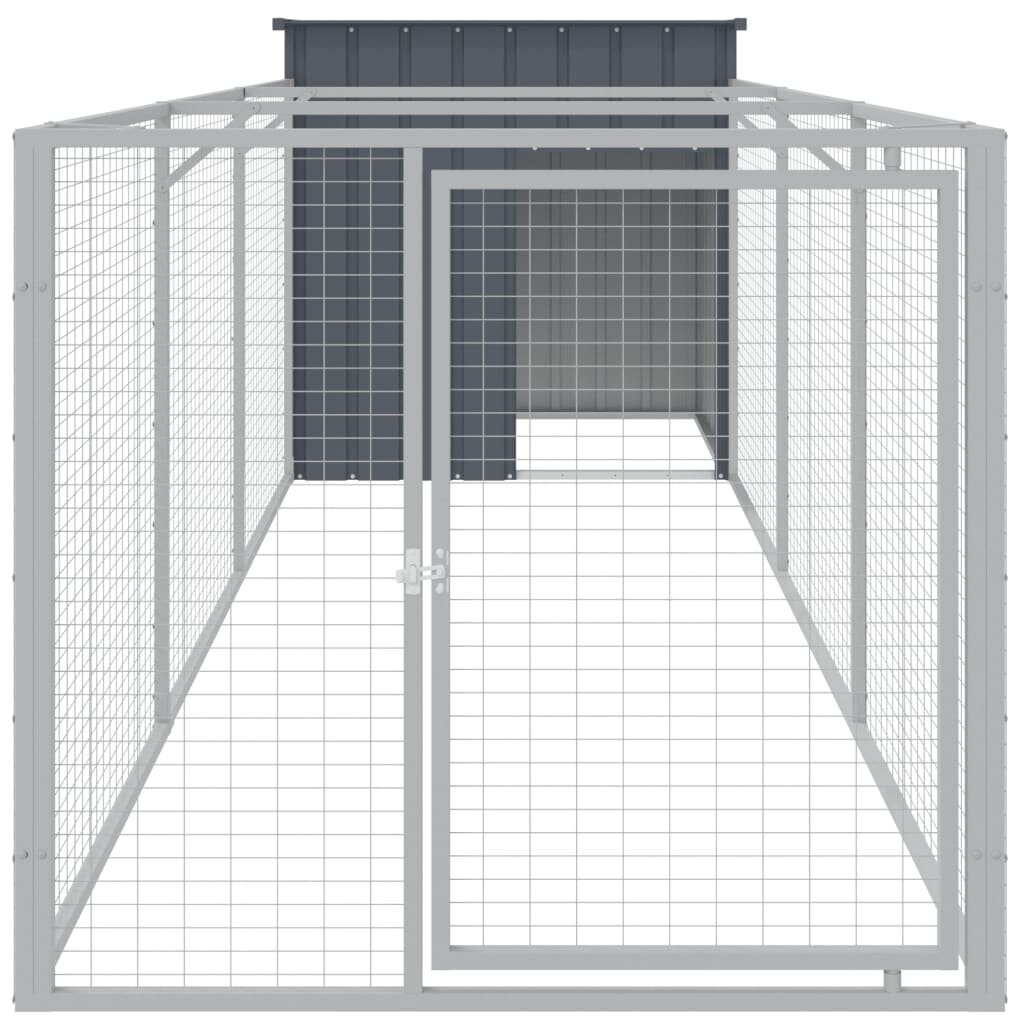 vidaXL Koirankoppi/ulkotila antrasiit. 110x405x110 cm galvanoitu teräs hinta ja tiedot | Pedit ja pesät | hobbyhall.fi