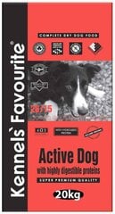 Kennel Favourite Active Dog 20kg - täysrehu aikuisille koirille hinta ja tiedot | Koiran kuivaruoka | hobbyhall.fi