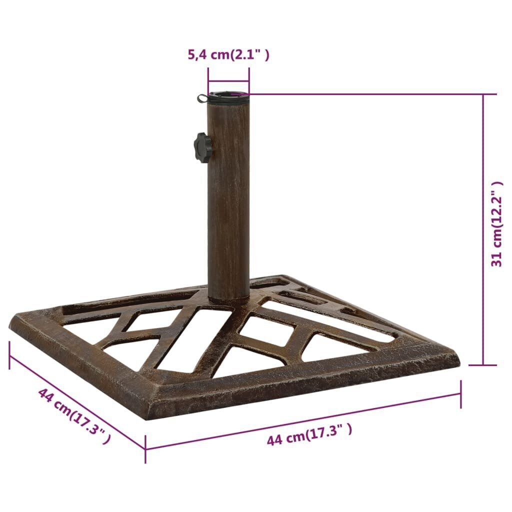 vidaXL Päivänvarjon alusta pronssi 44x44x31 cm valurauta hinta ja tiedot | Aurinkovarjot ja markiisit | hobbyhall.fi