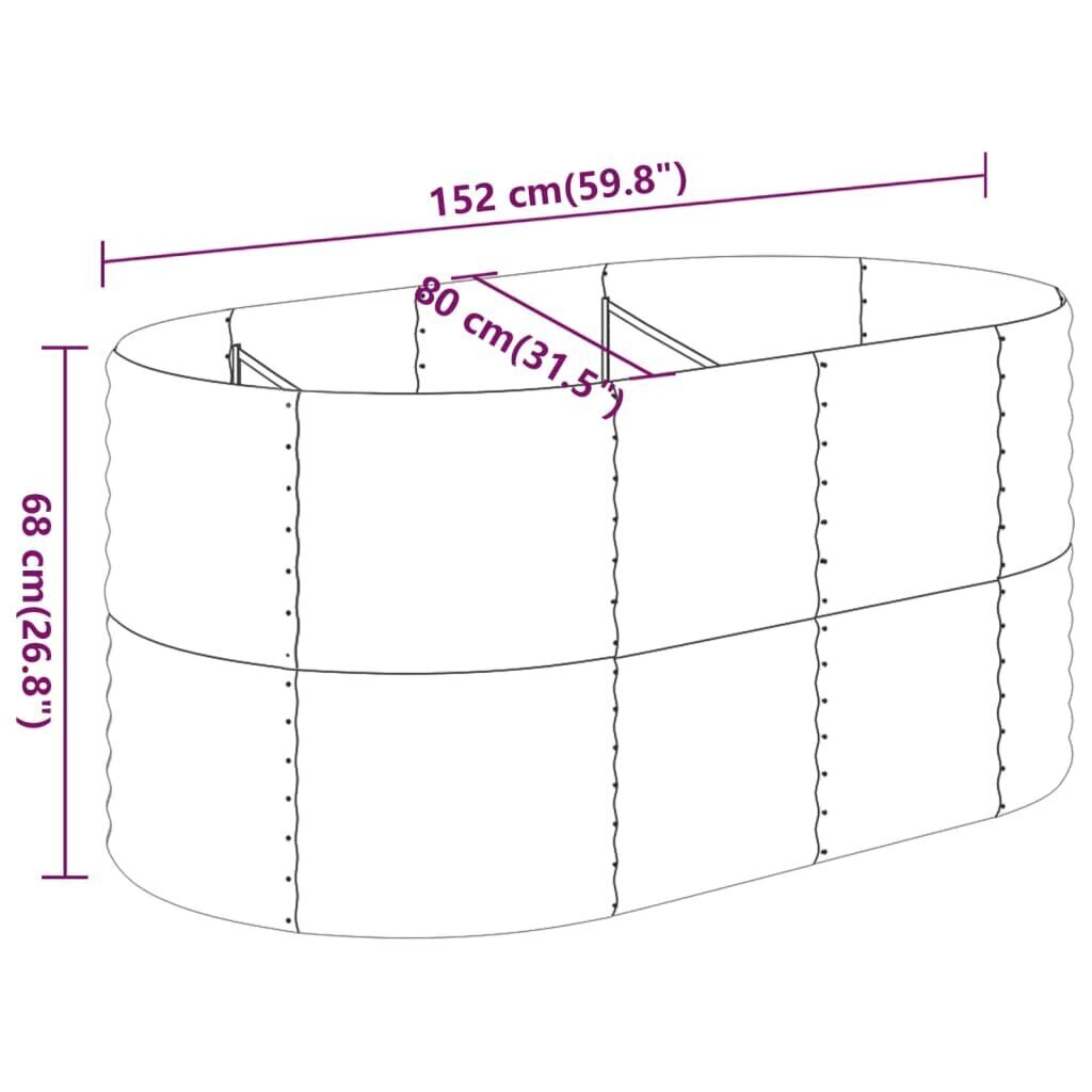 vidaXL Korotettu kukkalaatikko jauhemaalattu teräs 152x80x68cm antras. hinta ja tiedot | Istutusruukut ja minikasvihuoneet | hobbyhall.fi