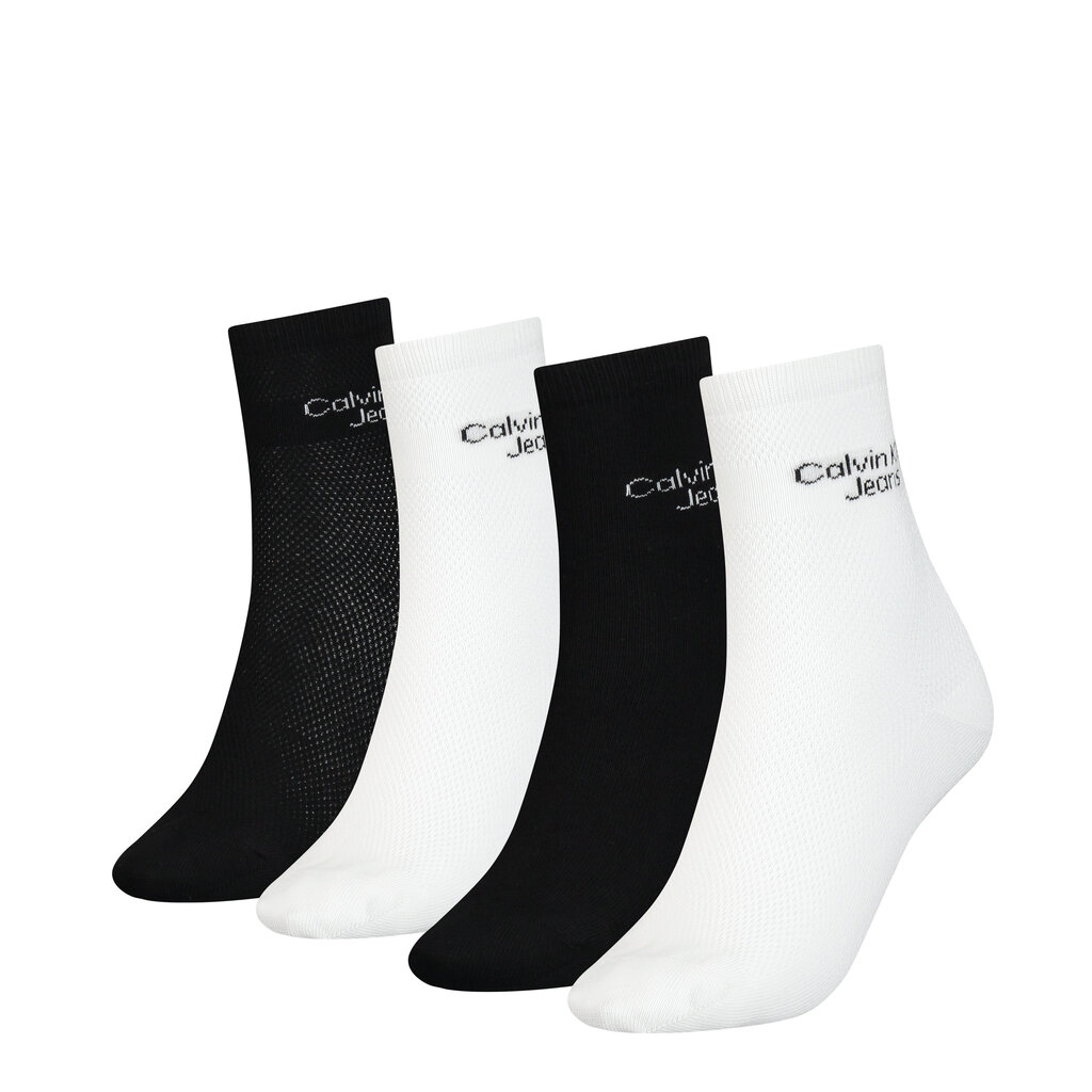 Calvin Klein 49063 sukkia naisille, valkoinen/musta, 4 paria hinta ja tiedot | Naisten sukat | hobbyhall.fi