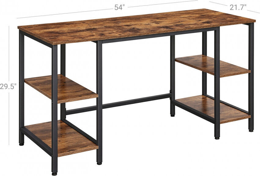 Songmics COMPUTERDESK/RUSTICBROWN+BLACK/137X55X74 hinta ja tiedot | Tietokonepöydät ja työpöydät | hobbyhall.fi