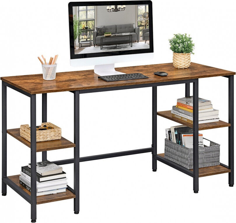 Songmics COMPUTERDESK/RUSTICBROWN+BLACK/137X55X74 hinta ja tiedot | Tietokonepöydät ja työpöydät | hobbyhall.fi