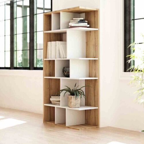 Hakano BOOKSHELF/VIV/TENEBRIS/WHITE+OAK-VOTAN/80X160 hinta ja tiedot | Hyllyt | hobbyhall.fi