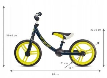 Baby Tiger Flow 12" tasapainopyörä musta, keltainen hinta ja tiedot | Potkupyörät | hobbyhall.fi